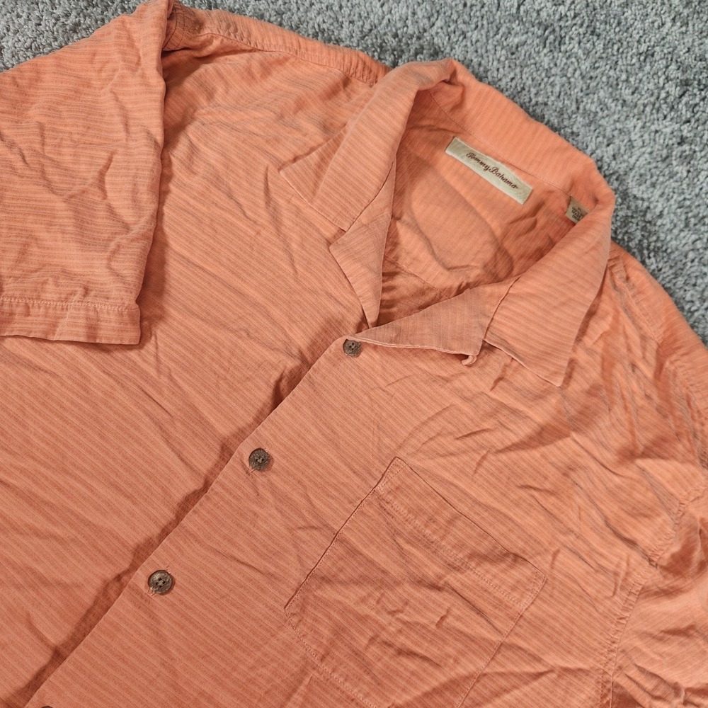 Tommy Bahama Shirt Mens XL 100% Silk Hawaiian Orange Cruise Resort Vacation Camp